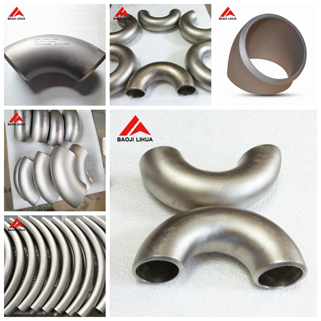 Pure Titanium Elbow , 45 Deg 90 Deg Titanium Pipe Fitting With Long Radius